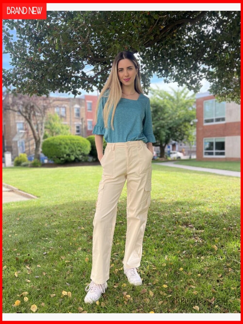 High Waisted Cargo Pants with 6 Pockets Baggy Wide Leg Streetwear - Picture 5 of 6